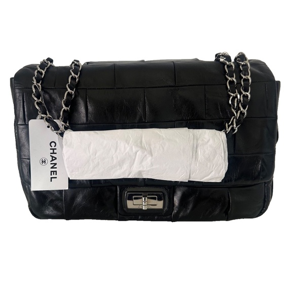 New Chanel Classic 227 Patchwork Reissue 2.55 Black Leather Flap Bag - Picture 1 of 10